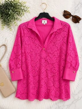 Tuckernuck Hot Pink Willow Blouse Size XL
